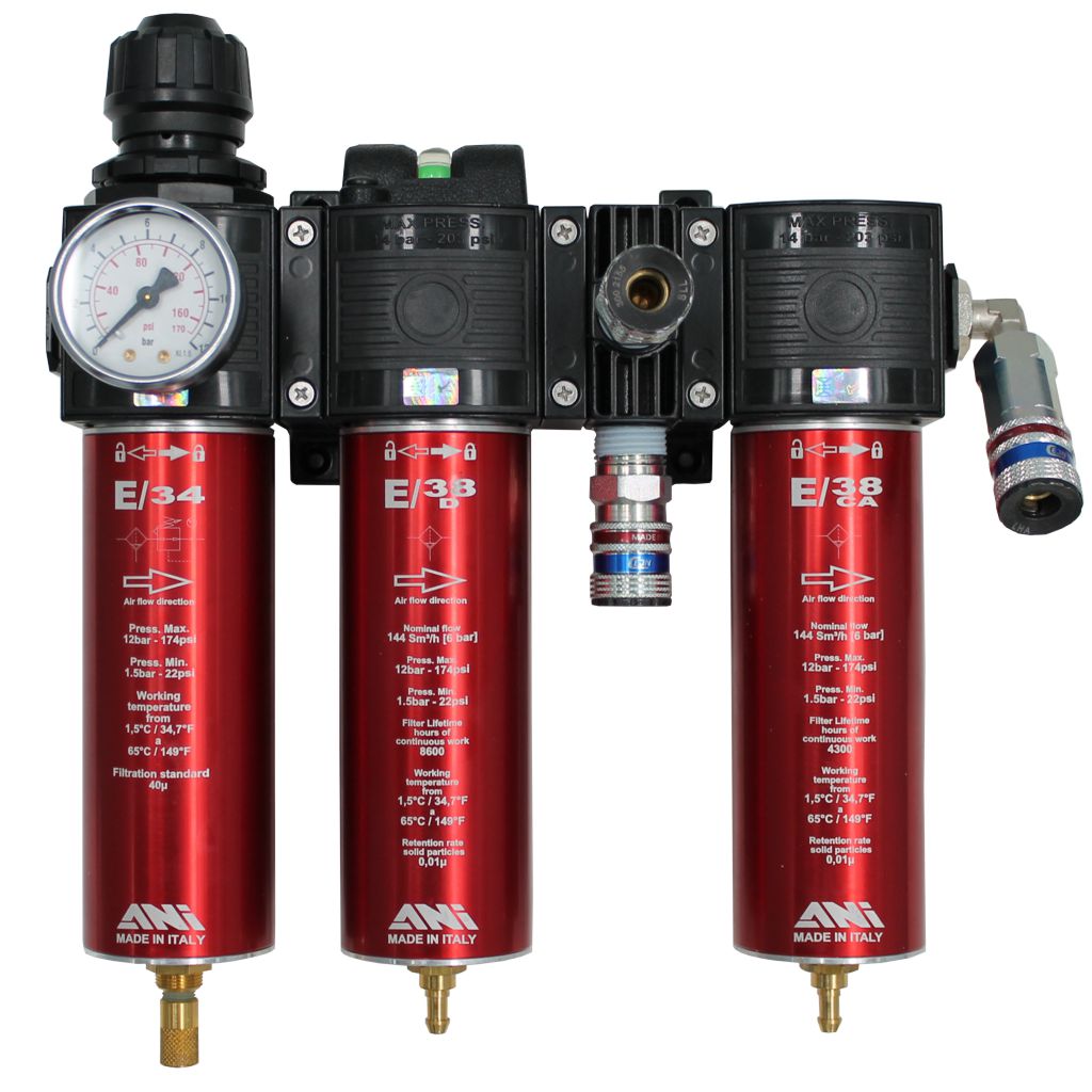 Compressed air filter systems 3 levels