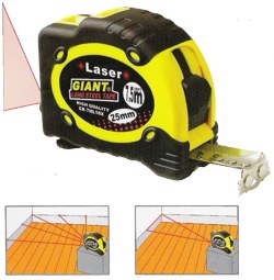 Laser leveling and alignment with tape measure