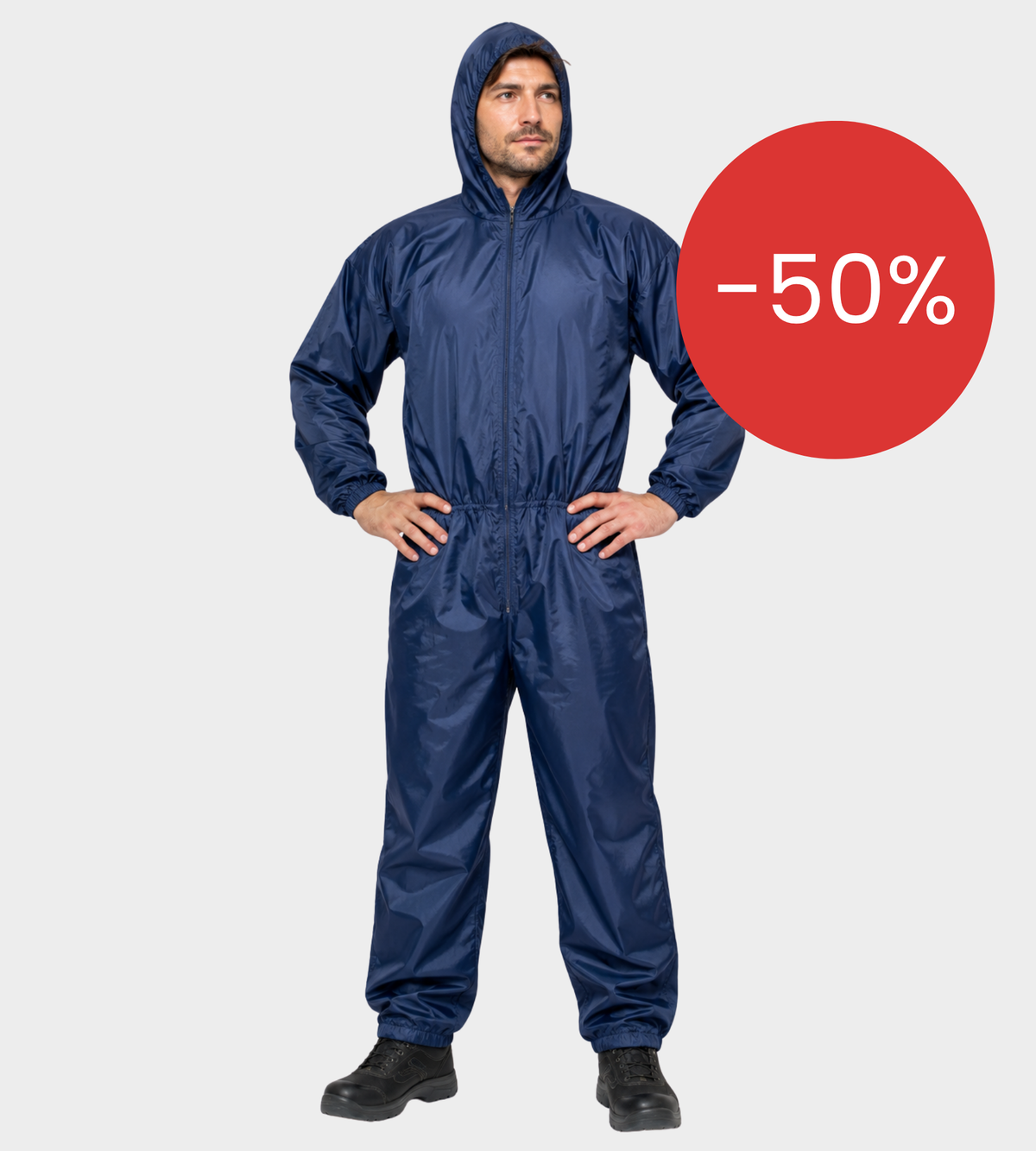 Painter overall of the prospeline with hood blue - reusable