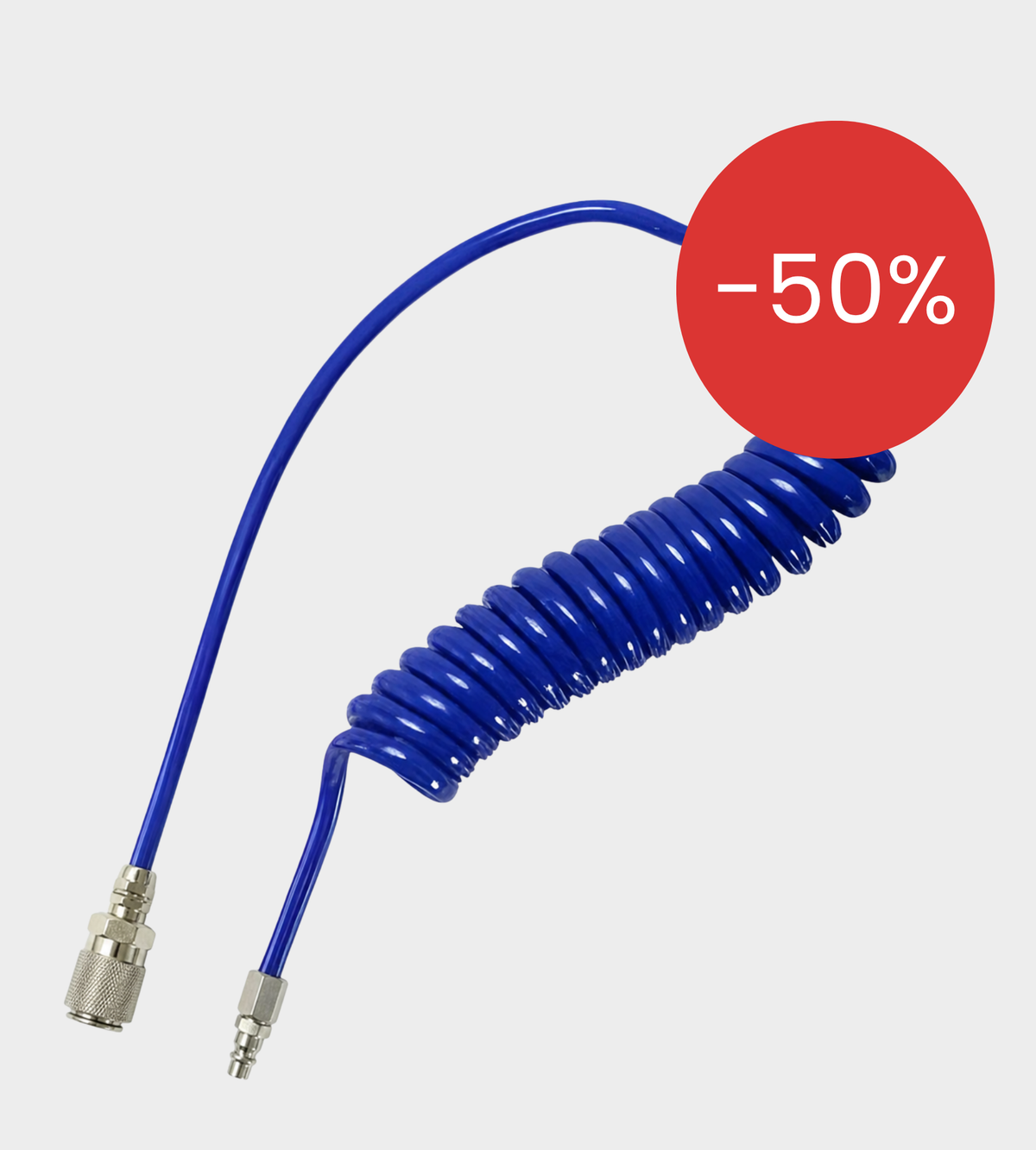 PUR spiral hose set with compressed air coupling 6m